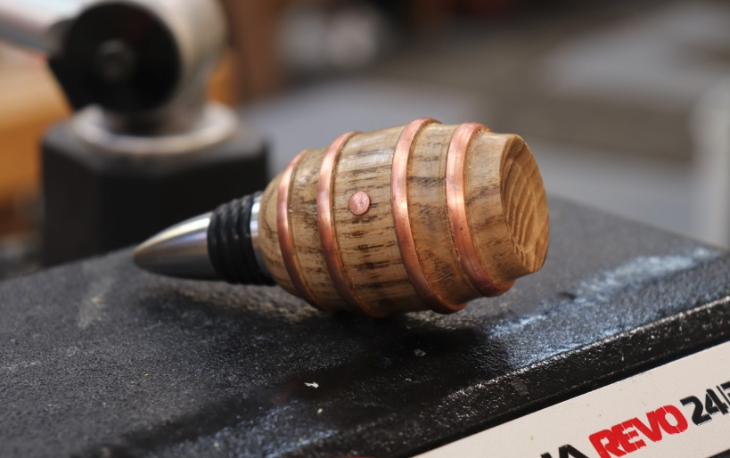 How To Wood Turn a Copper and Wood Barrel Bottle Stopper